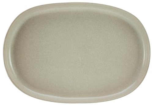 CreaTable, 30006, Serie Uno Sand - Servierplatte oval, 1-teiliges Geschirrset, Servierplatte aus Steinzeug, spülmaschinen- und mikrowellengeeignet, Made in Portugal