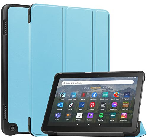 RanTuo Tablet Cover per Amazon Fire HD 8 2022, Pelle PU, Sottile, Antipolvere, Custodia per Tablet Resistente alle Cadute per Amazon Fire HD 8 2022.(Cielo Blu)