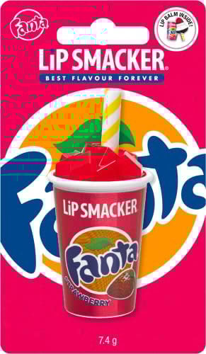 Lip Smacker - Coca-Cola Collection - Lippenbalsam für Kinder in Glasform mit Erdbeer-Fanta-Geschmack - süßes Geschenk für deine Freunde - Single Lipbalm