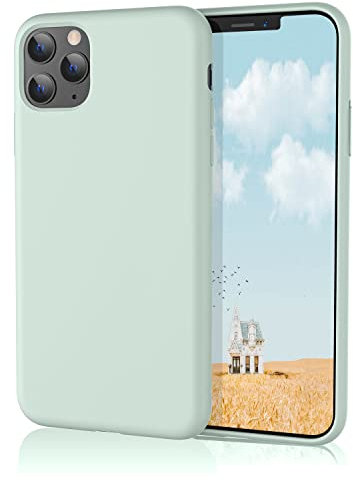 HiiVeet Silicone Case Compatible with iPhone 11 Pro Case 5.8 Inch, Soft Ultra Slim Protective Shockproof Liquid Silicone Phone Case with Anti-Scratch Microfiber Lining,Mint Green