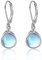 POPLYKE Mondstein Ohrringe für Damen - Sterling Silber Runde Leverback Dangle Ohrringe - Schmuck Geschenke
