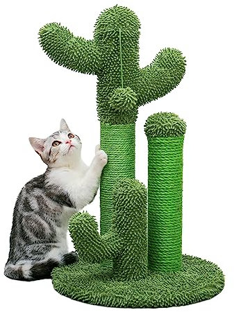 PAWZ Road Postes rascadores de cactus, diseño creativo de árbol de gato, 3 postes en 1 juego, verde, M 53 cm
