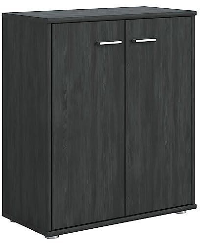 CARO-Möbel Kommode Sideboard Schrank Tommy Esche grau, Anrichte mit 2 Türen inklusive Einlegeboden