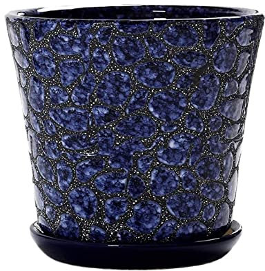 Ceramics Flowerpot Planter Pots Extra Large Succulent Plant Pot Ceramic Cactus Planter Geometric Indoor Decorative Bonsai Cacti Flower Pot with Drainage Holes Flower Pots/Green/20Cm