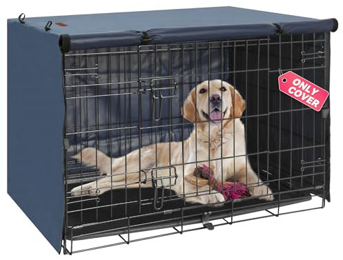Seiyierr Abdeckung für Hundekäfig, passend für 91,4 cm große Hundekäfige, Doppeltür, Polyester, für Hundekäfig, Schutz für Hundekäfig, Innen- und Außenbereich, Blau
