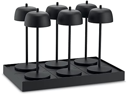 Theta 6x Tischlampe Kabellos Dimmbare LED Akku - Aufladbar Tischleuchten für Restaurant und HO.RE.CA im Italienischem Design - Indoor & Outdoor IP65 2700-4000K, 9-24 Std. LVL (Schwarz)
