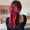 Atentuyi Vintage Rosso Raso Fiocco Clip Lunga Coda Fiocco Capelli Clip Grande Seta Fiocco Barrette Raso Ribbion Fiocco Capelli Barrette Grande Fiocco Copricapo Fiocco Accessorio Per Donne E Ragazze