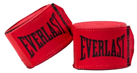 Everlast Elite Bandages de Boxe 457 cm, Rouges – pour Gants de Boxe, Sparring, MMA et Kickboxing, Large Boucle pour Le Pouce