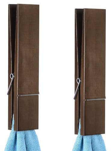 BOSREROY Mollette giganti in legno da 30,5 cm, 2 pezzi, per asciugamani, mollette, mollette in legno con molla, per lavanderia, artigianato, fai da te, matrimonio, fattoria, bagno