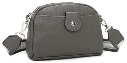OBC Damen Tasche Crossbody Umhängetasche Bodybag Gürteltasche Schultertasche Brusttasche Handytasche Crossover Handtasche Abendtasche Kunstleder Grau