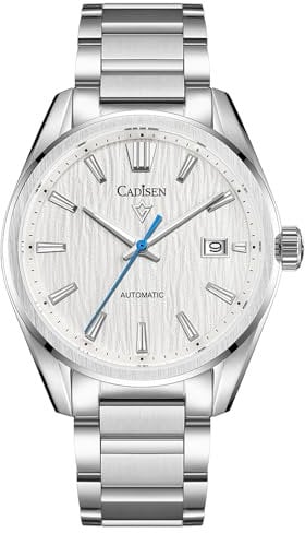 CADISEN Automatik Uhr Herren Mechanische Saphirglas Wasserdicht Freizeit klassisch (8226 weiß)