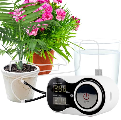 ILIKEPOW Automatic Watering System for Potted Plants, Indoor Houseplants Self Watering System for Plants, DIY Drip Irrigation Kit with Water Timer, USB Type C cable for Garden Holiday