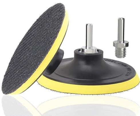 Treki 2Pcs 5 Inch/125mm Hook and Loop Backing Pads with M14 Drill Adapter Polisher Backer Plate Sanding Disc Pads for Orbital Sander Buffer Polisher