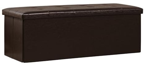 Bonlife Storage Ottoman, End of Bed Bench,Chest with Lid, Faux Leather Foldable Bench, 140L Capacity, Holds up to 300 kg, Footdtool for Bedroom, Hallway, Living Room,Brown