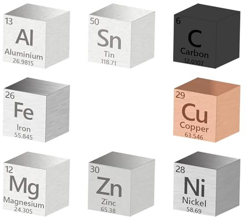 8 Stück Elements Würfel, Metall Element Würfel, 10mm Hohe Dichte Würfel, Periodensystem der Elemente Sammeln Geschenke, Labor Experiment Material DIY Display (8PCS)