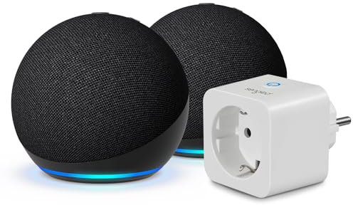 Echo Dot (5.ª generación) | Antracita, pack de 2 + Sengled Smart Plug, compatible con Alexa - Kit de inicio de Hogar digital
