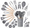 Kitchen Non Stick Cooking Utensils Set – Heat Resistant Silicone Utensils with Wooden Handle – Ladles, Spoons and Spatulas Set – Kitchen Tools & Accessories – 35pcs, Grey – by Nuovva