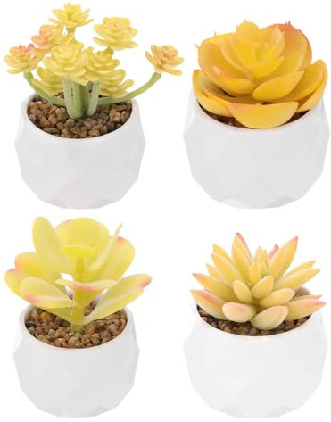 PATIKIL Set di Piante Grasse Artificiali, 4pz Pianta Grassa Artificiale Pianta Finta Fiore Finto in Vaso per Disposizione Decorazioni Casa Giardino Scrivania, Arancia