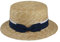 Carnavalife Sombrero Mujer Verano Canotier con Elegante Cinta Decorativa, Sombrero de Paja Natural 100% Ajustable Transpirable Circular con Protección Solar, para Hombre y Mujer, Beige