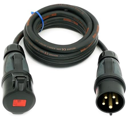 CEE Starkstromkabel (1,5m-50m) 32A Verlängerungskabel Titanex H07RN-F 5x4mm² mit schwarzem PCE Grip Stecker und Kupplung, Event-Line von Event-Kabel&more (25 Meter)