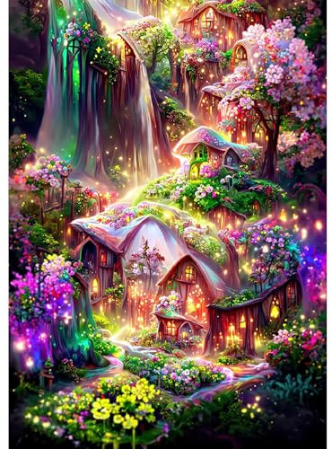 MEIYUDA Diamond Painting Erwachsene Diamant Bilder Phantasiewald, 5D DIY Diamant Painting Bilder Diamond Set Landschaft, Bastelset Erwachsene Kinder Malerei Stickerei für Home Wand Décor 30x40cm