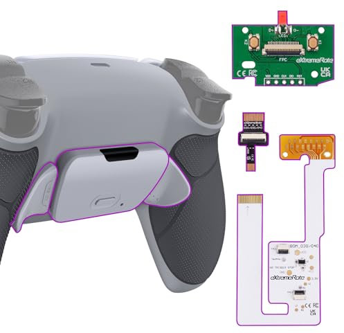 eXtremeRate Konfiguriert Rise V3 Remap Kit für ps5 Controller BDM-030/040/050, Upgrade Board & Gummiert Grips Case Rückgehäuse & Back Paddles Zubehör für ps5-Quarzgrau&Klassik Grau