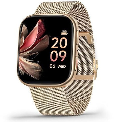 FITVII Health & Fitness Tracker 2024(Answer/Make Calls), Smart Watch with 24/7 Heart Rate and Blood Pressure, Sleep Tracking Blood Oxygen Monitor, 120 Sport Mode Activity Tracker (Metallic Gold)