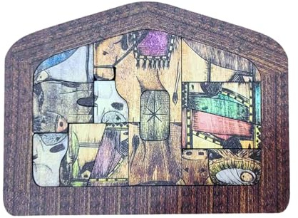Aufwendig geschnitzte Krippen-Puzzle-Box, Holz, Jesus-Krippen-Display, perfekt für religiöse Heimdekoration und Sammler