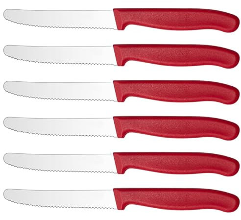 cuhostki Frühstücksmesser, 6 Stück Tafelmesser, Tafelmesser Aus Rostfreiem Stahl, Steakmesser, Tischmesser Mit Wellenschliff, Scharfes Brotmesser, Geeignet Für Restaurants,Hotels Und Dinner Party