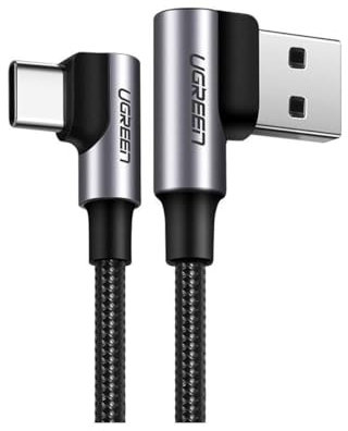 UGREEN US176 Cable de Datos Angular USB-A a USB-C 3A 0.5M Negro