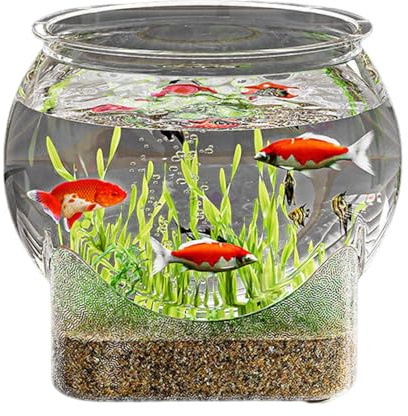 Yaztauho Runde Fischschale, Desktop-Aquarium, Aquarien Fischschalen, Klare Aquarium-Fischschalen, Desktop-Aquarien, Blumenvasen-Mittelstück, 16x16x14cm