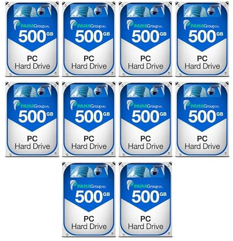 PAMA GROUP Lot de 10 disques durs SATA mécaniques de 500 Go, 3,5 pouces, pour PC de bureau et systèmes de surveillance CCTV (reconditionné) (Pack de 10 pièces)