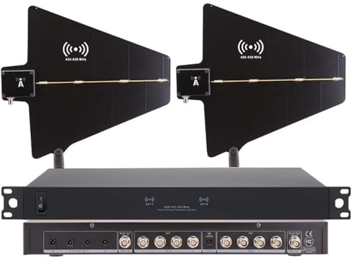oiakus UHF-Antennen-Leistungsverteilersystem, Drahtloser Mikrofon-Signalverstärker, Mit 2 Antennen-Paddles, 8 EIN-/Ausgänge, 450-950MHz Frequenzbereich, Für Bühnenaufführungen, Hochzeit
