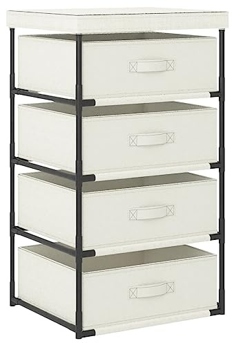 Mandloder Aufbewahrungsregal mit 4 Stoffkörben, Stahlrahmen, Cremefarben, 45x38x80 cm, für Garage, Küche, Badezimmer, vielseitige Storage Lösung