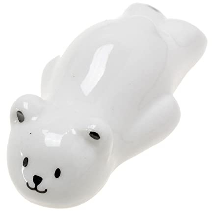 JINGYAN Chopstick Rests White Bear Ceramic Decorative Crafts Types Chopsticks Holder Rack Spoon Fork Rest Kitchen Tableware