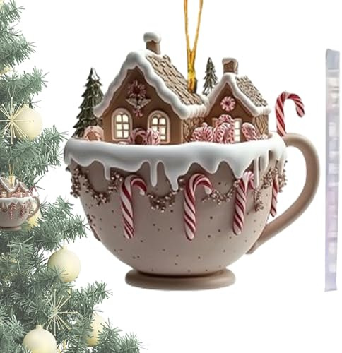 2D Weihnachtsbaumschmuck, Christbaumschmuck Haus, Weihnachtsdeko Amerikanisch Anhänger Für Den Weihnachtsbaum Baumschmuck Lebkuchenhaus Zum Aufhängen Weihnachten Deko Miniatur