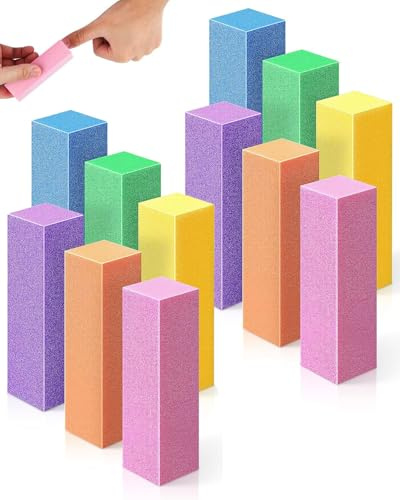 HUVZOR 12 Pezzi Buffer Unghie Blocco, Lima Unghie, Nail Buffer Quadrato Spugna Buffer Unghie Professionale per Salone Unghie, Nail Art Fai da te a Casa (6 colori)