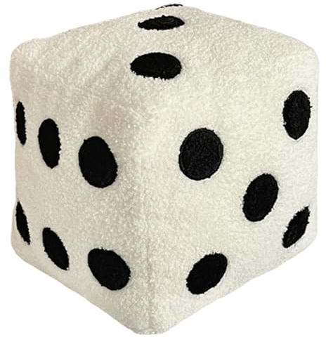DAGLLGEW Würfelkissen 20 x 20 cm, weiches Plüsch-Dekokissen für Gaming-Zimmer, einzigartiges Kissen im Y2K-Stil für Bett, Sofa und Stuhl, Weiß