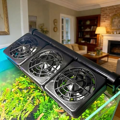 PORFOYO 3-Köpfiger Aquarium Lüfter, 7.2w Aquarium Kühlventilator, 5 Regelbare Geschwindigkeiten, Leiser Energieeffizienter Aquarium Lüfter Mit Timer, Verstellbar Aquarium Kühler Für Salz-/Süßwasser