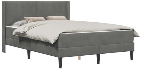 vidaXL Bettrahmen mit Matratze Dunkelgrau 140 x 190 cm Samt, Modernes Schlafzimmermöbel, Rechteckiges Bettgestell, Moderner Samt, Komfortable plüschige Matratze, Elegantes Design
