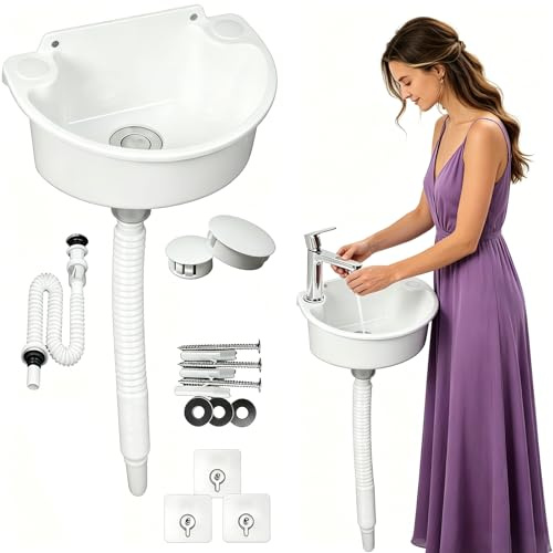 WhaleO Evier Utilitaire en Plastique, Lavabo Mural en Polypropylène