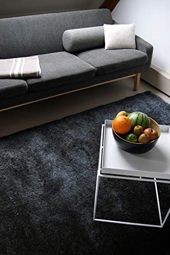floor factory Moderner Teppich Delight anthrazit grau 120x170cm - edler Designer Teppich mit flauschig weichem Flor