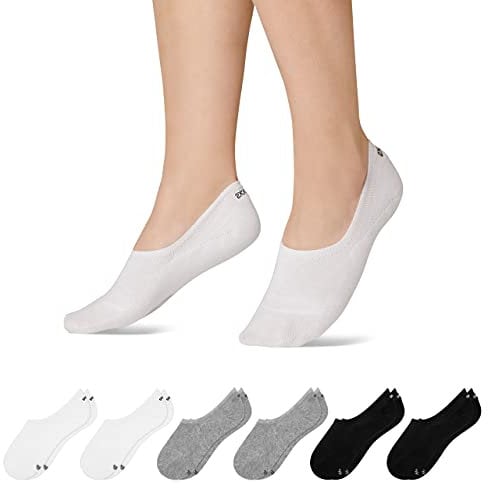 Snocks Füßlinge für Damen und Herren aus Bio-Baumwolle 6 Paar - Rutschfeste und unsichtbare Sneakersocken - Kurze Socken Gr. 39-42 - Farbe Mix (Schwarz/Hellgrau/Weiß)