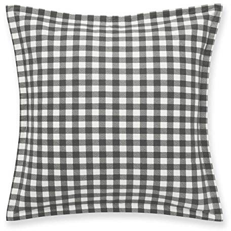 Eddie Bauer Home | Kingston Collection | 100% Cotton Classic Plaid European Sham, 2-Piece Set, Easy Care Machine Washable, 26 x 26, Charcoal
