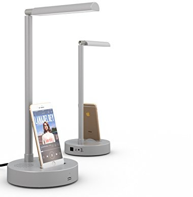 tLight Speaker Desk Lamp, iPhone & iPad Charging Dock with USB Port, Remote Control,Touch-Sensitive Control Panel with Dimmer(20%-100%), Adjustable ,LED 10W, 3000K