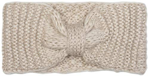 styleBREAKER Damen Strick-Stirnband Reiskorn, Beige | Mit Knoten-Detail, elastisches Material, Kopfumfang 48-59 cm, 22 cm Bundweite, 12 cm breit, Knotenhöhe ca. 5,5 cm vorne.