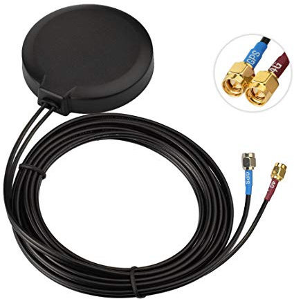Bingfu GPS 4G LTE Adhesive Magnetic Mount External Combined Antenna for Car Stereo Head Unit Telematics Vehicle Truck RV Motorhome Marine Boat GPS Navigation System 4G LTE Mobile Cell Phone Booster