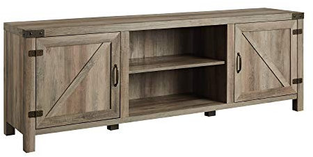 Walker Edison Georgetown Modern Farmhouse Double Barn Door TV Stand for TVs up to 80 Inches, 70 Inch, Grey Wash
