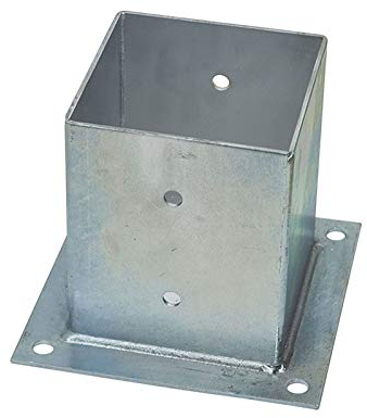 Staffa ancoraggio a bicchiere per pali quadrati 16x16cm.Portapalo con base 22x22cm, con 4 fori da avvitare.Boccola portapalo in acciaio da 16x16xH.150mm
