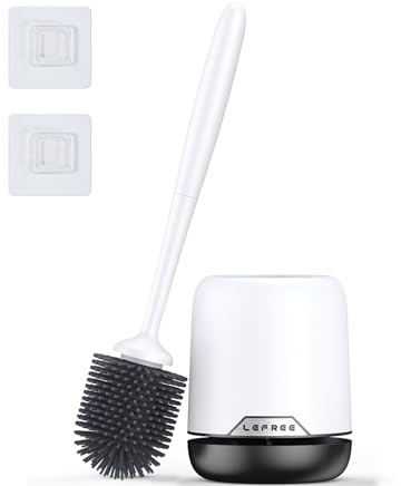 Lefree Silicone Toilet Brush with Holder, Bathroom Toilet Bowl Brush Set, Non-Slip Handle, Wall Mounted/Floor Standing